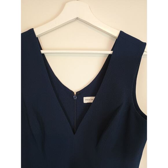 Dress the Population Gown Women Medium Blue Sandra Stretch Crepe Mermaid V Neck - Picture 4 of 12